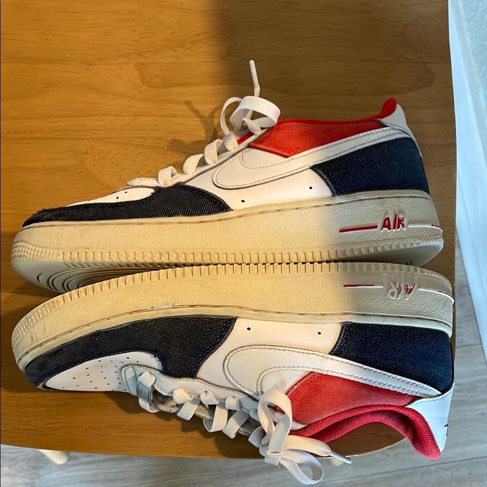 Nike Air Force 1 White Red Blue Sneakers